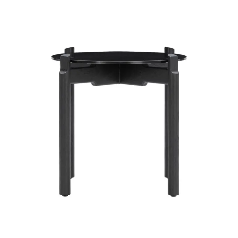 Wendelbo Notch side table, round, S, black glass-black stained oak