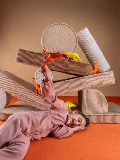 Wigiwama Pouffe set, pink mousse