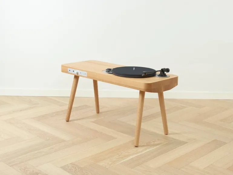 Wooden Turntable record player, oak