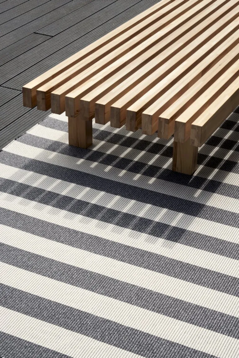 Woodnotes Big Stripe In-Out rug, melange grey - light sand