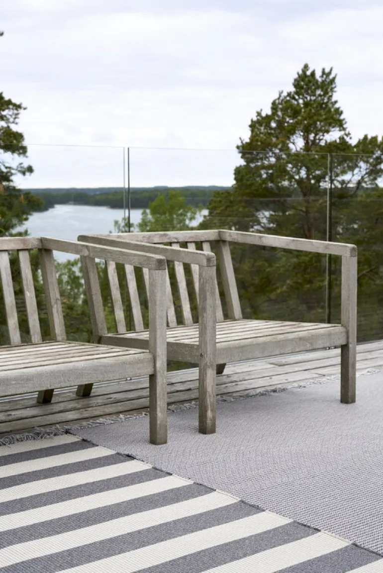 Woodnotes Big Stripe In-Out rug, melange grey - light sand