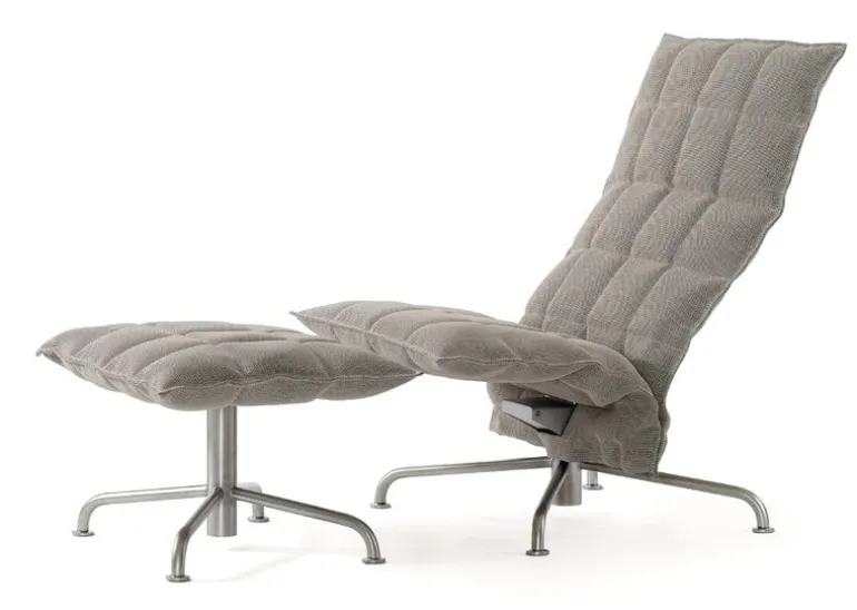 Woodnotes K chair, narrow, swivel star base, stone/black