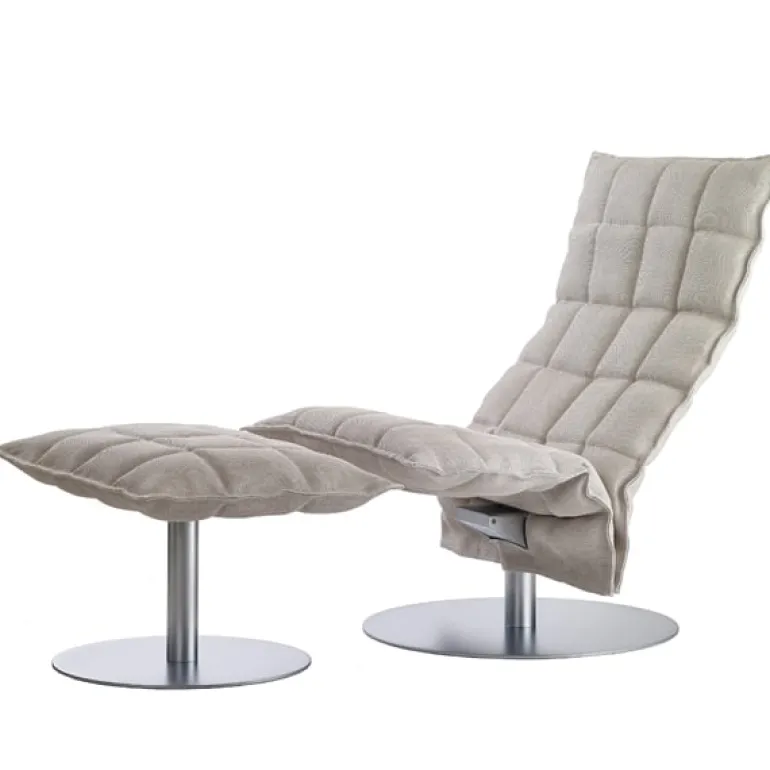 Woodnotes K chair, narrow, swivel plate base, stone/white