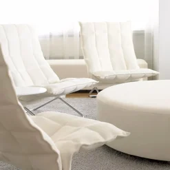 Woodnotes K chair, narrow, tubular base, stone/white