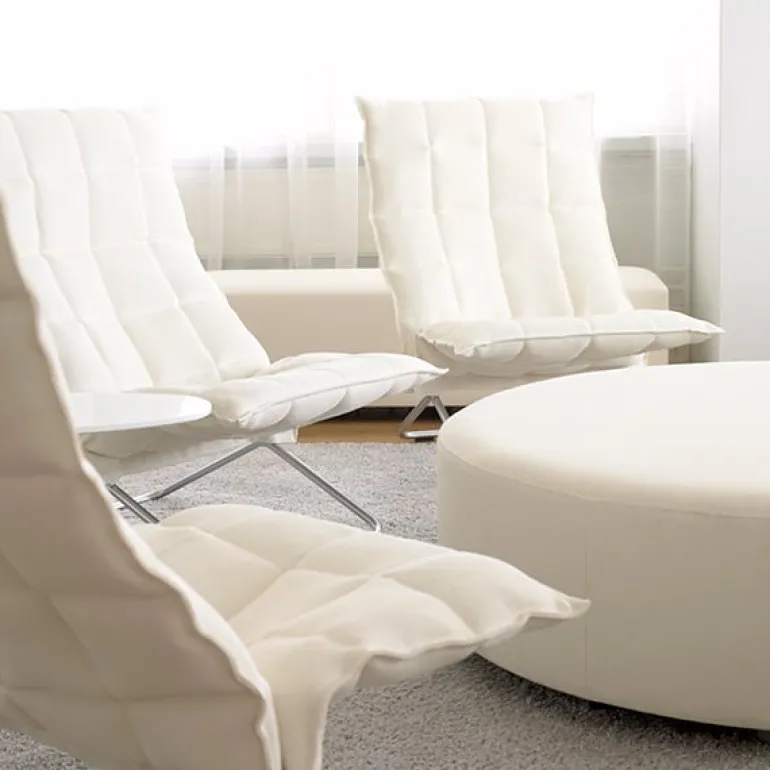 Woodnotes K chair, narrow, tubular base, stone/white