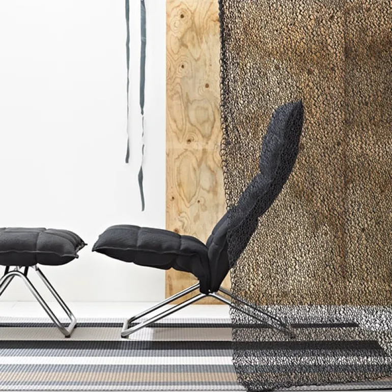 Woodnotes K chair, narrow, tubular base, stone/white