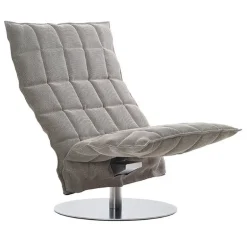 Woodnotes K chair, wide, swivel plate base, stone/black
