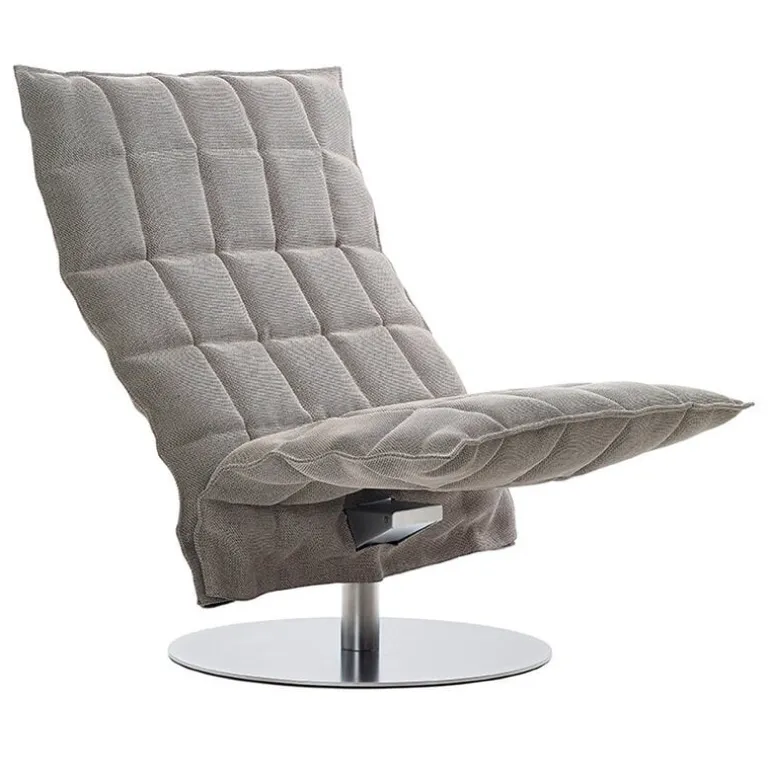Woodnotes K chair, wide, swivel plate base, stone/black