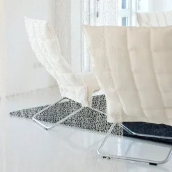 Woodnotes K chair, wide, tubular base, natural/white