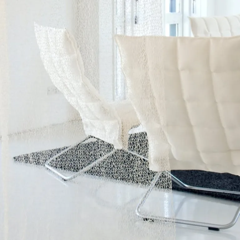 Woodnotes K chair, wide, tubular base, natural/white