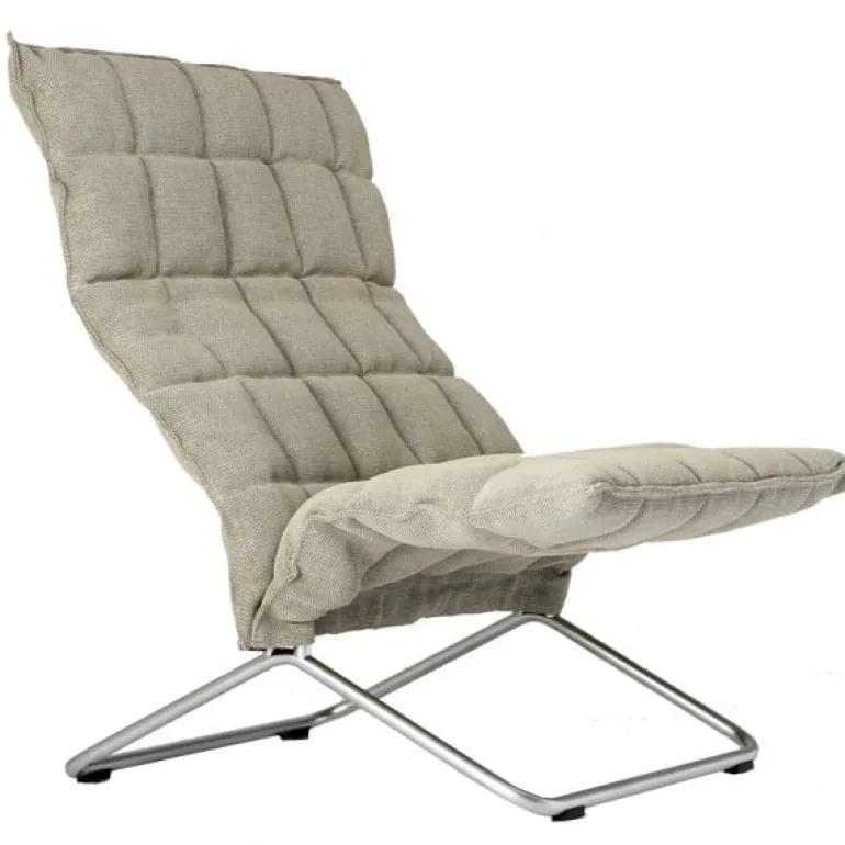 Woodnotes K chair, wide, tubular base, stone/black