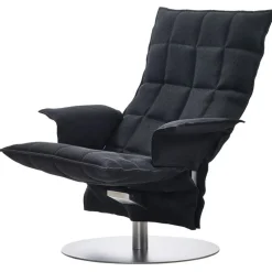 Woodnotes K chair with armrests, swivel plate base, black