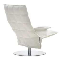 Woodnotes K chair with armrests, swivel plate base, white