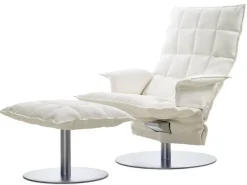 Woodnotes K chair with armrests, swivel plate base, white