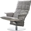 Woodnotes K chair with armrests, swivel plate base, stone/black