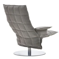 Woodnotes K chair with armrests, swivel plate base, stone/black