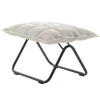 Woodnotes K ottoman, narrow, matt black tubular base, stone/white