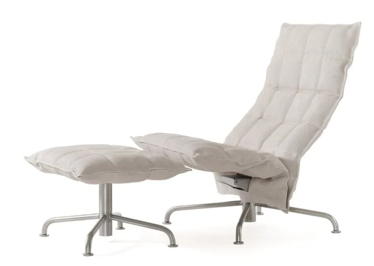 Woodnotes K ottoman, narrow, star base, stone/white