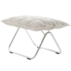 Woodnotes K ottoman, narrow, tubular base, stone/white
