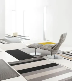 Woodnotes K ottoman, narrow, base plate, stone/black