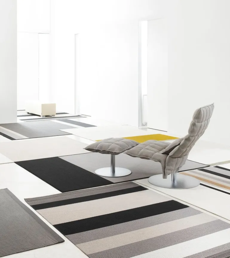 Woodnotes K ottoman, narrow, base plate, stone/black