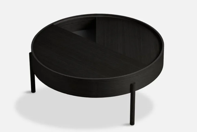 Woud Arc coffee table 89 cm, black painted ash