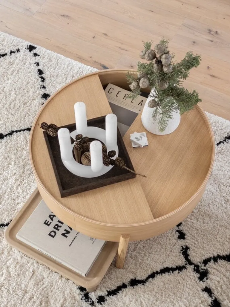 Woud Arc coffee table 66 cm, white pigmented oak
