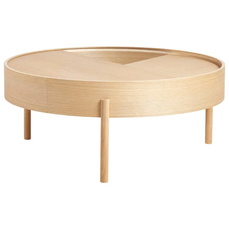 Woud Arc coffee table 89 cm, white pigmented oak