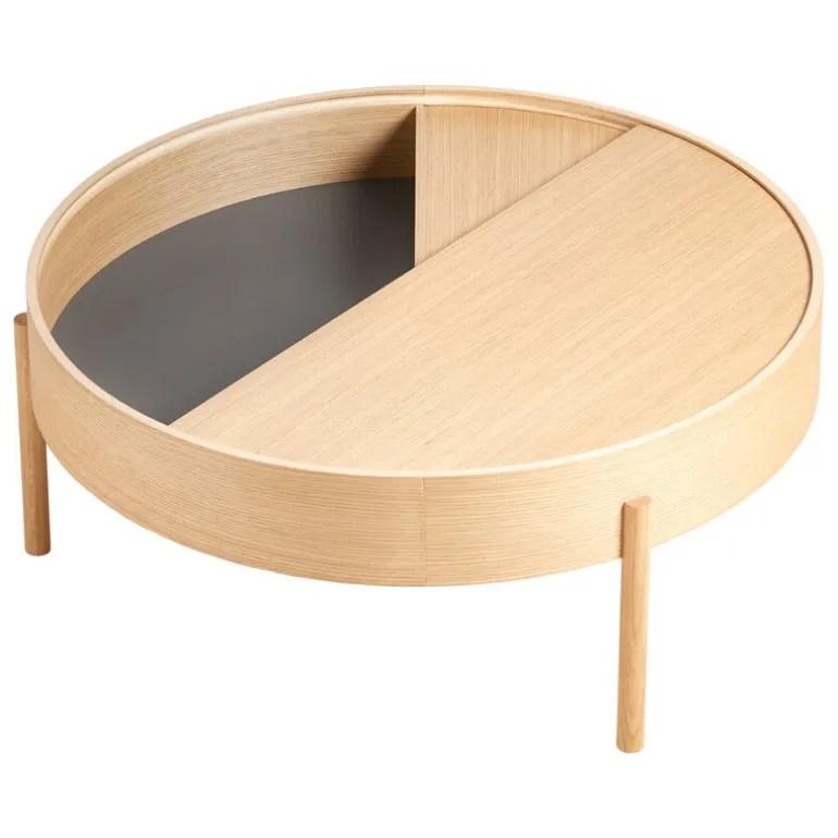 Woud Arc coffee table 89 cm, white pigmented oak