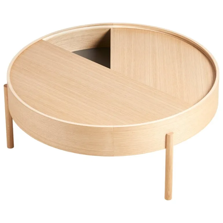 Woud Arc coffee table 89 cm, white pigmented oak