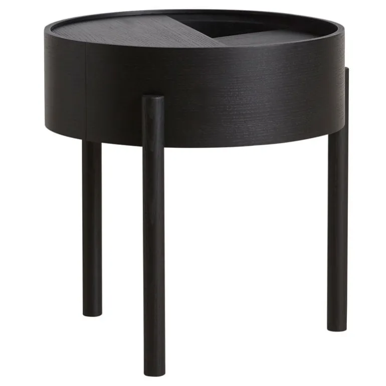 Woud Arc side table, black painted ash