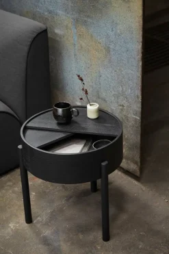 Woud Arc side table, black painted ash