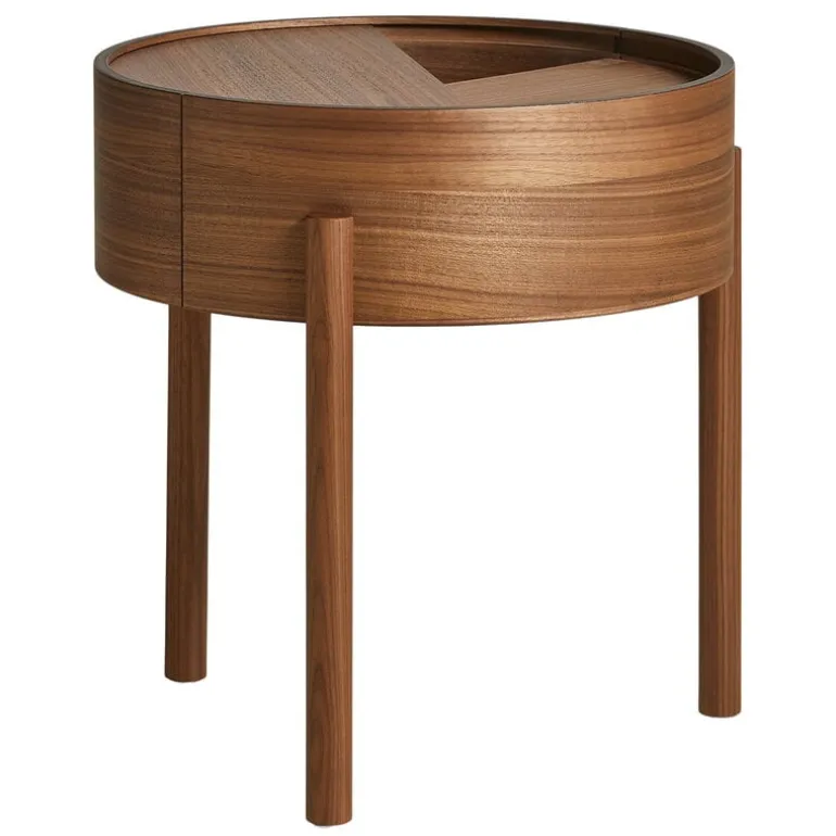 Woud Arc side table, matt lacquered walnut