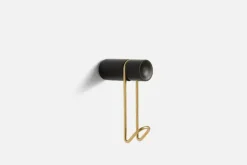 Woud Around wall hanger, small, black painted oak - brass