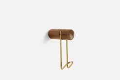 Woud Around wall hanger, small, matt lacquered walnut - brass