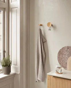 Woud Around wall hanger, small, white pigmented oak - black metal