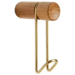 Woud Around wall hanger, small, white pigmented oak - brass