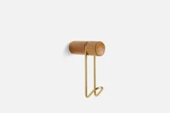 Woud Around wall hanger, small, white pigmented oak - brass