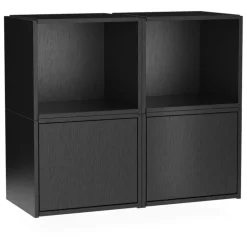 Woud Bricks shelving system C, black painted oak