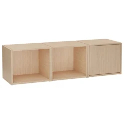 Woud Bricks shelving system A, white lacquered oak