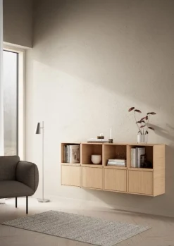 Woud Bricks shelving system D, white lacquered oak