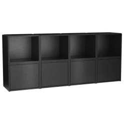 Woud Bricks shelving system D, black painted oak