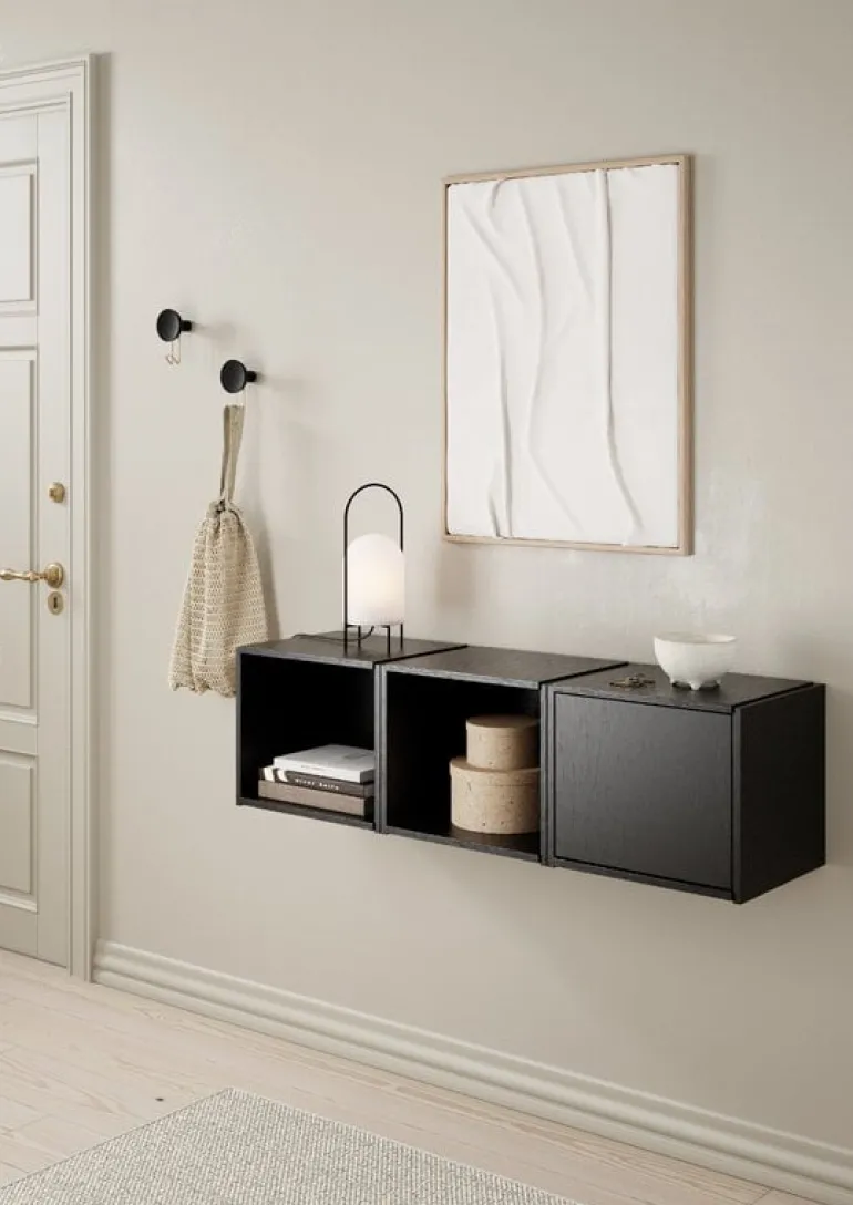 Woud Bricks shelving system A, black painted oak