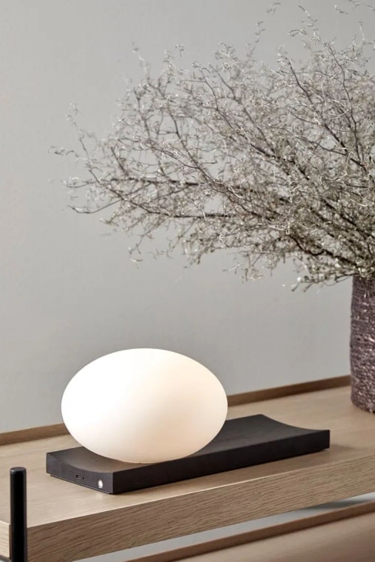 Woud Dew table and wall lamp, black painted ash