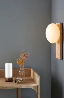 Woud Dew table and wall lamp, white stained oak