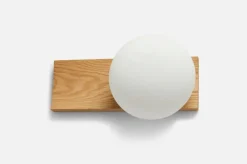 Woud Dew table and wall lamp, white stained oak