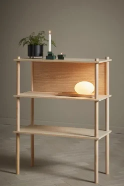 Woud Dew table and wall lamp, white stained oak