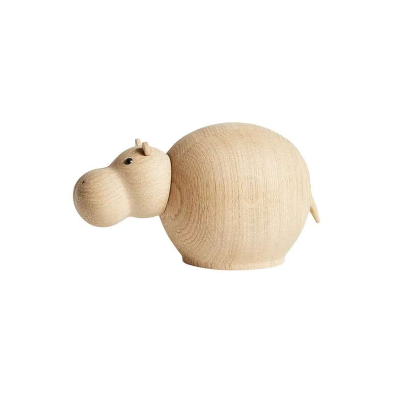 Woud Hibo Hippopotamus figurine, small, oak