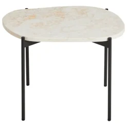 Woud La Terra occasional table, M, ivory travertine - black