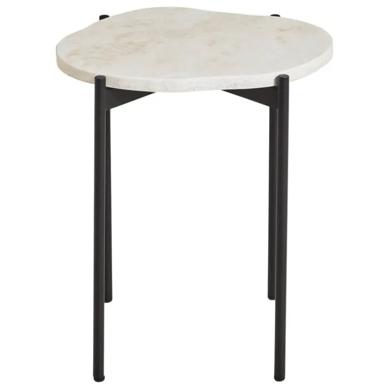 Woud La Terra occasional table, S, ivory travertine - black